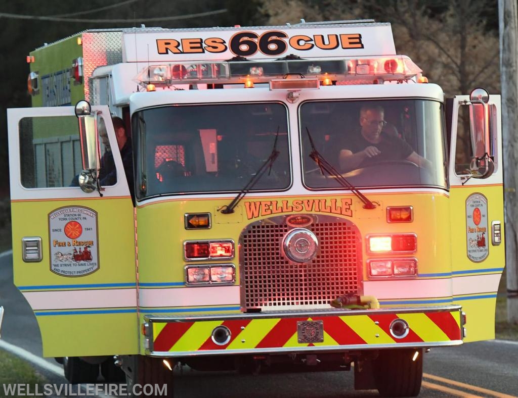 Emergency scene, Stat MedEvac and Wellsville Fire Company off Ridge Road on Monday, April 1.  photo by curt werner