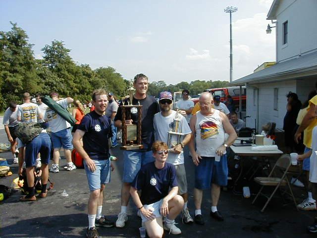 Water Battle Dovor Borough September 2000
Back Row - Vince Murphy, Craig Harlacker, Barry Shellenberger, Roy Albert Front Row - 
Sandra Brown 